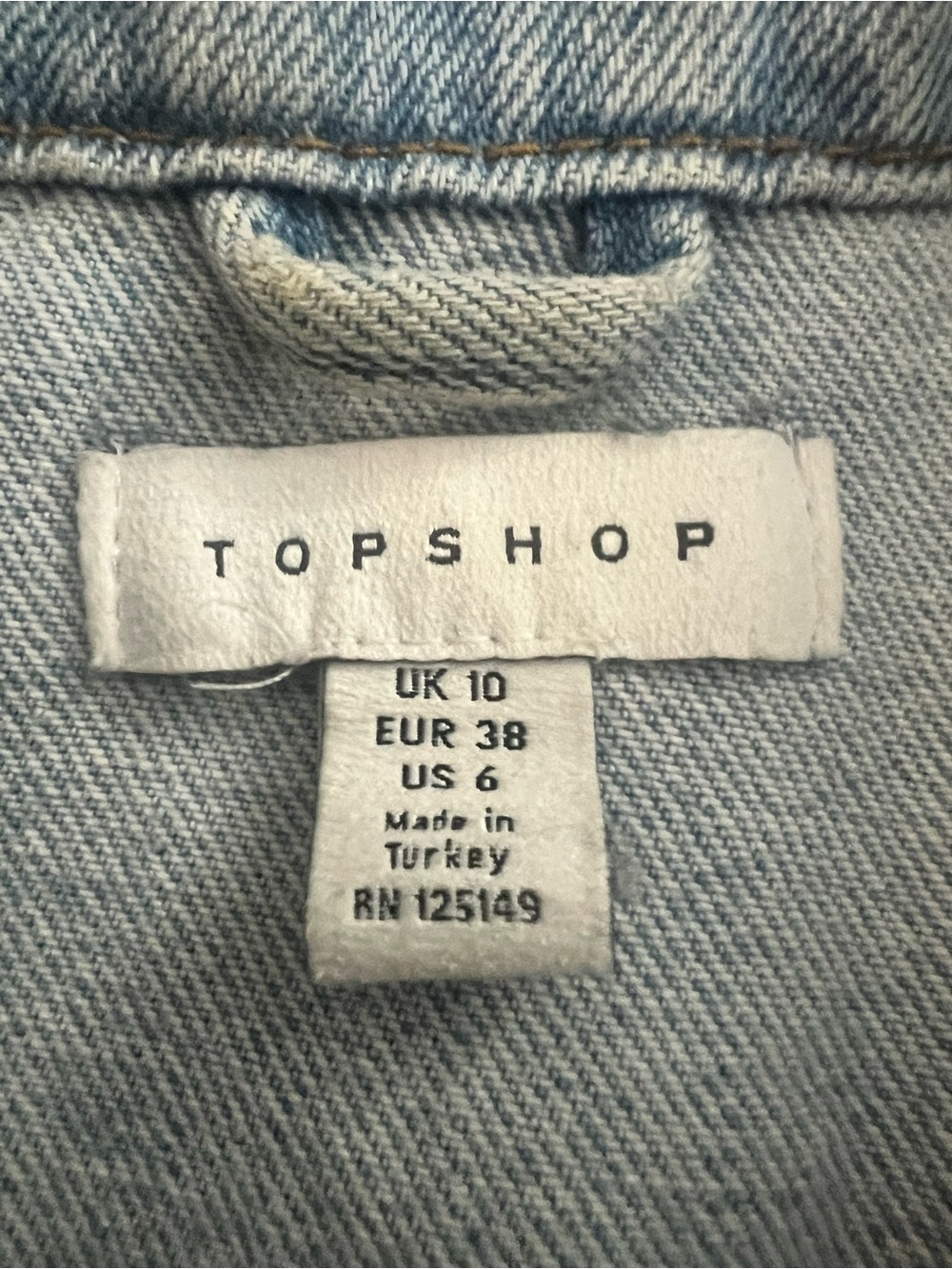 Topshop Light Blue Distressed Cropped Denim Jacket - Picture 3 of 7